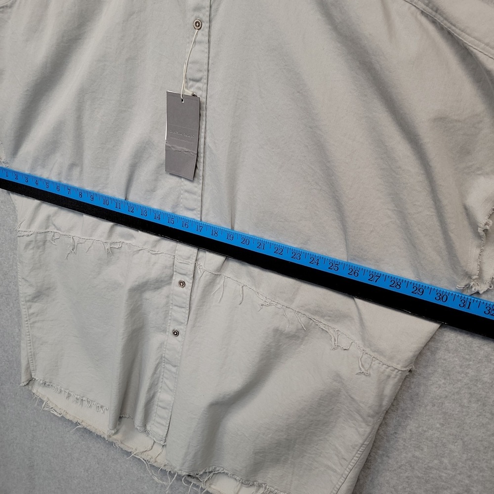 NEW ZARA Man Denim Shirt XL Distressed Overshirt Button Up Short Sleeve Cotton - Picture 8 of 11